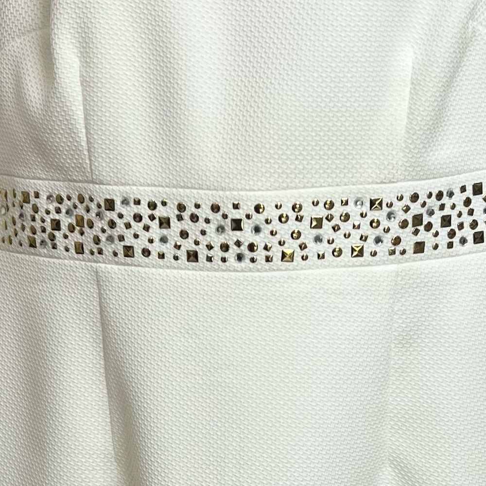 Kasper Sleeveless Studded Sheath Dress Size 6 Off-White - Picture 9 of 9